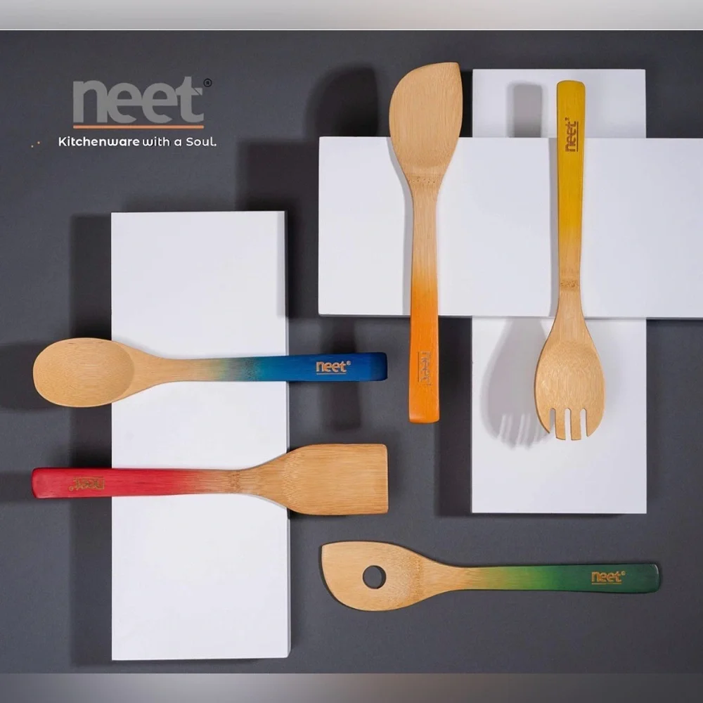 Neet 5 Piece Bamboo Utensils Set FREE SHIPPING NWT 🌈